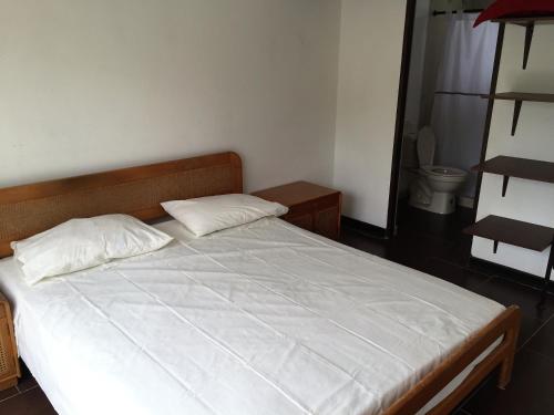 a bed with two pillows on it in a room at Conjunto Buganviles - Casa No 7 o 3 in Girardot