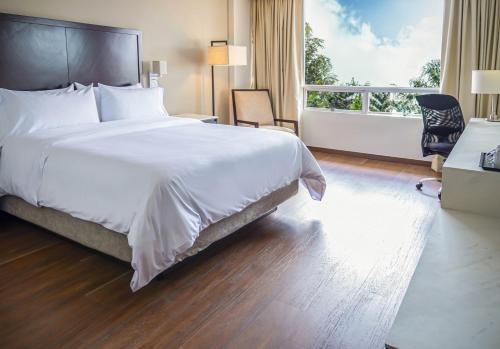 a hotel room with a large bed and a window at Hotel Biltmore in Guatemala