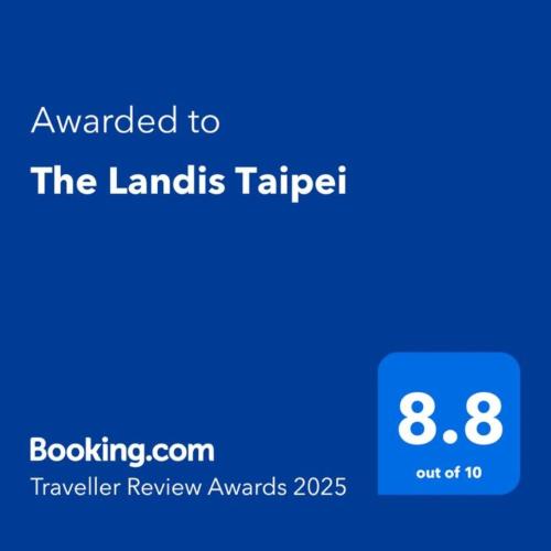 a screenshot of a cell phone with the words awarded to the lands taxi at The Landis Taipei in Taipei