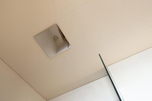 a ceiling in a white room with a light fixture at Sore Escape Tumbak Bayuh by Betterplace in Tumbak Bayuh