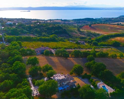 an aerial view of a large house in a field at I Gigli del Belvedere in Montefiascone