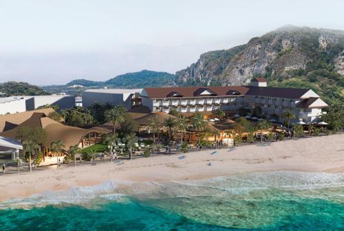 an aerial view of a resort on the beach at Aonang Villa Resort l Lifestyle Beachfront Resort in Ao Nang Beach