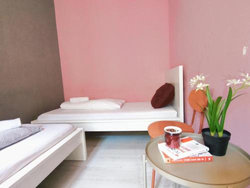 Apartment in Baross Budapestにあるベッド