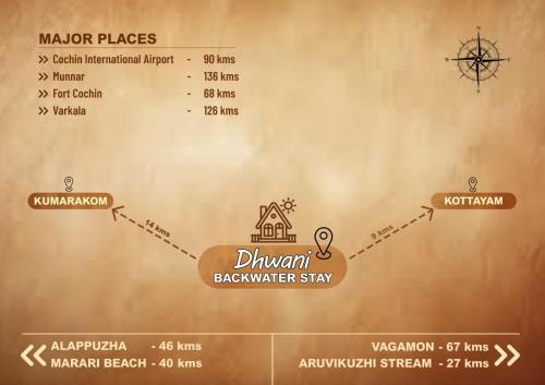 a map of the millennium backwater starbucks menu at Ra Ga Riverside - 2 Bedroom Retreat in Kumarakom