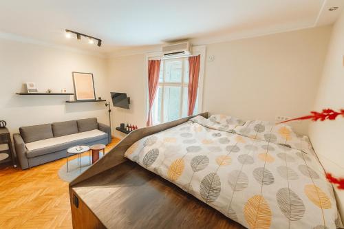 Katil atau katil-katil dalam bilik di Art residence - Apartment Riverside Zemun