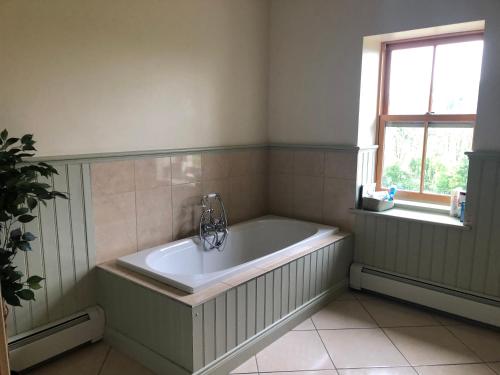 キリーヘヴリンにあるCountry house Newtownbutlerの窓のある浴室の浴槽