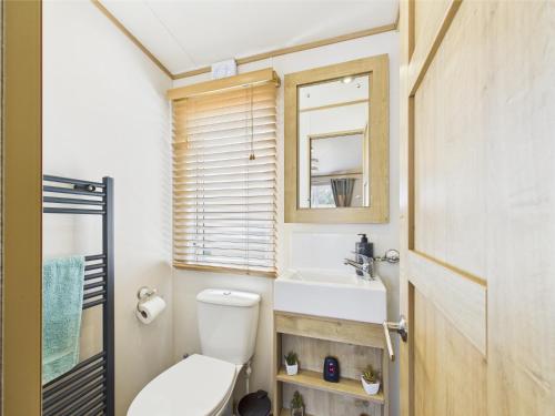 a bathroom with a toilet and a sink and a mirror at Tattershall Lakes Mini Breaks - Fishing Lake Two in Lincoln
