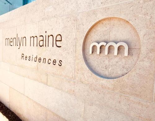 a sign for the miami marriott markerate evidences at 423 Menlyn maine Apartment in Pretoria