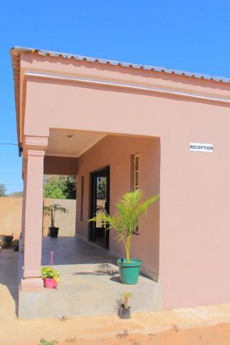a building with a potted plant in front of it at MB guesthouse in Kasane