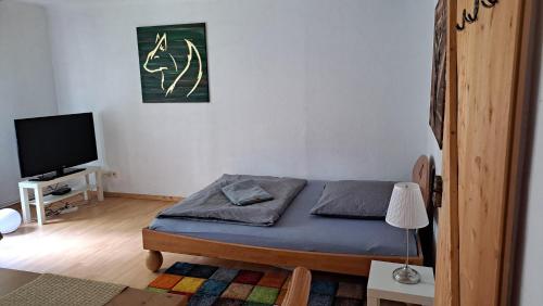 Una televisión o centro de entretenimiento en Ferienwohnung Das Fuchsrevier