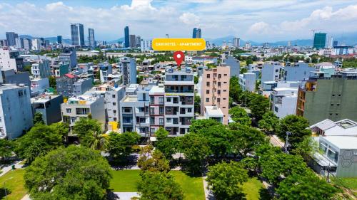 an overhead view of a city with tall buildings at Sam Hotel & Apartment Da Nang in Da Nang
