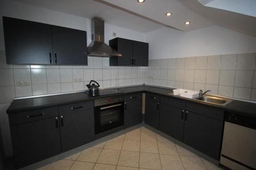 Kuchyň nebo kuchyňský kout v ubytování Apartmenthaus Wertheim