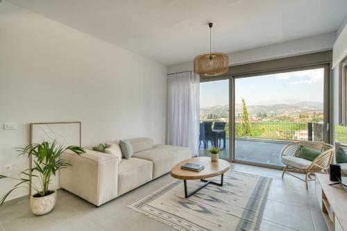 Χώρος καθιστικού στο Lithéa, stone residence