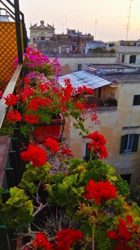 a bunch of red flowers on a balcony at Attico Barocco in Lecce