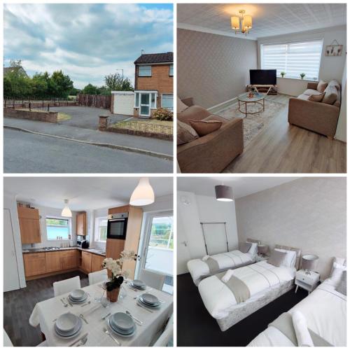 バーミンガムにあるTHE CROFT HOUSE - Near Birmingham Airport and NEC For Company, Contractor and Leisure Stays - HS2, JLR, Resorts World, Large Onsite Secure Parkingの四つの異なる写真