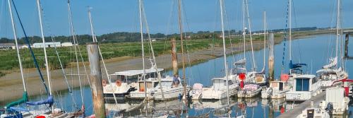 a group of boats docked at a marina at La Jolythalys bord de mer 300m in Étaples