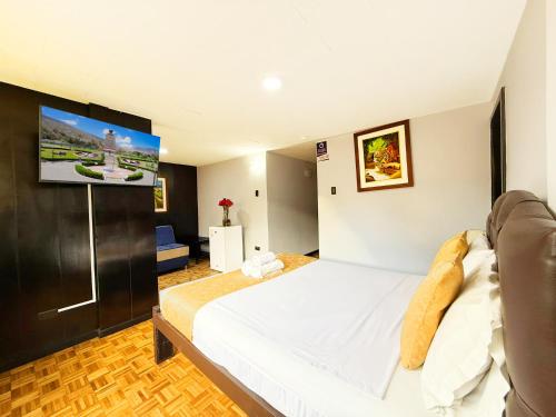 Hotel Santamaria en Quito by Lauzaにあるテレビまたはエンターテインメントセンター