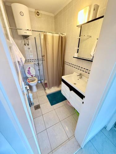ヘルツェグ・ノヴィにあるApartment CEPICのシャワー、トイレ、洗面台を備えたバスルーム