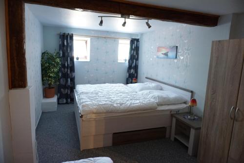 a bedroom with a large bed in a room at Ferienwohnungen Tietgen in Katharinenhof