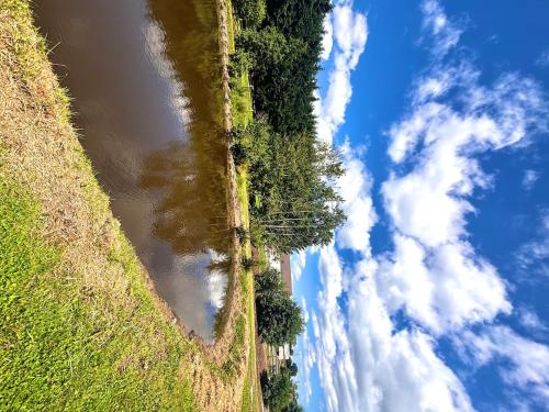a view of the sky from a grassy hill at Grande maison avec tranquillité garantie in Lessay