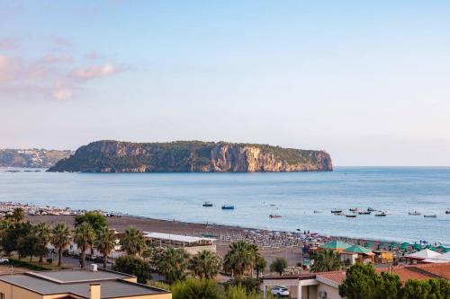 a view of a beach with boats in the water at La Terrazza sul Mare in Praia a Mare