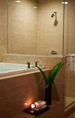 a bathroom with a tub and a sink and a plant at The Royal Sonesta Chicago River North in Chicago