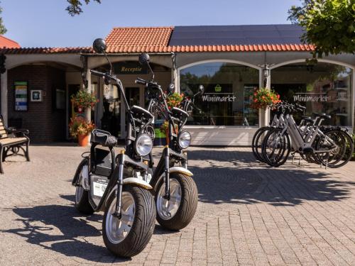 a row of motorcycles parked in front of a building at Holiday Home in Diessen near Tilburg 