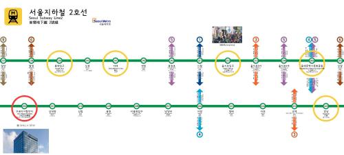 a map of the subway line in china at Shilla Stay Guro - Guro Digital Complex Station in Seoul