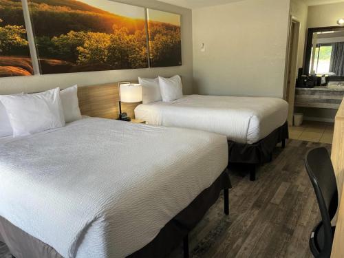 a hotel room with two beds and a painting on the wall at Days Inn by Wyndham Branson Ozarks in Branson