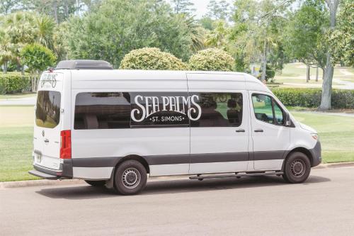 a white van with a sign on the side of it at Sea Palms Resort St Simons Island in Saint Simons Island