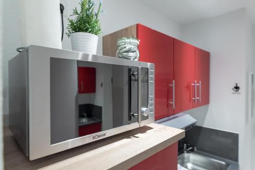 Kuchyň nebo kuchyňský kout v ubytování Boutique Apartments am Stadtgarten