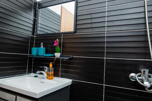 a bathroom with a sink and a mirror at Appartement 1chambre centre-ville in Pointe-Noire