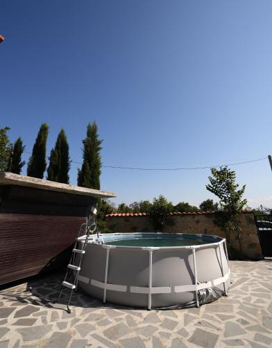 a small circular pool with a ladder around it at ILIAS Guest House in Kvareli