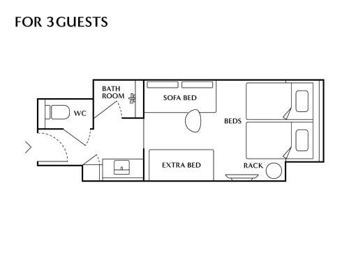 a floor plan of a bedroom caravan at THE NEST NAHA in Naha