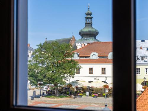 a view of a building from a window at The Old Townhouse III in Krosno