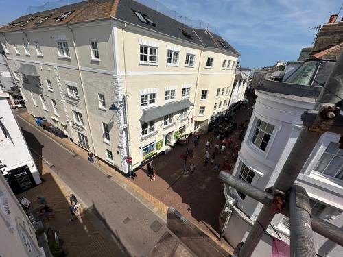 an overhead view of a city street with buildings at Seaside stay in Teignmouth in Teignmouth