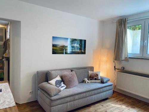 Χώρος καθιστικού στο Helles, gepflegtes Souterrain Apartment in ruhiger Lage