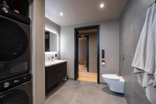 a bathroom with a toilet and a sink at Nesfjellet in Nes i Ådal