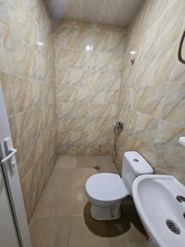 ウレキにあるGuesthouse Las Palmasのトイレと洗面台付きのバスルーム