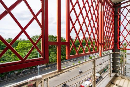 a view from a window of a bridge at Collection O Nam Phuong Hoang Hau Near Lotte Mart in Ho Chi Minh City