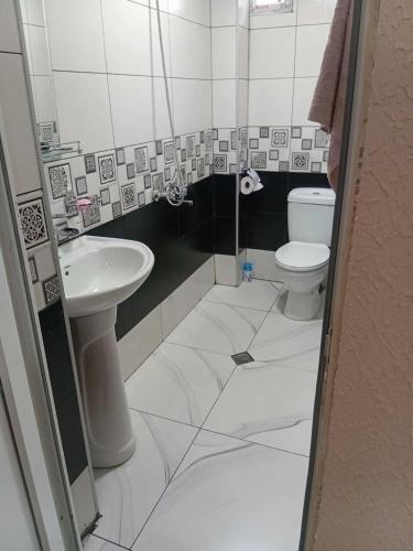 a bathroom with a toilet and a sink at Gigi's Guest House in K'obulet'i