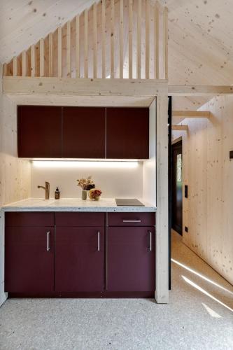 Dapur atau dapur kecil di Modern Tiny House Near Lake Kummerow