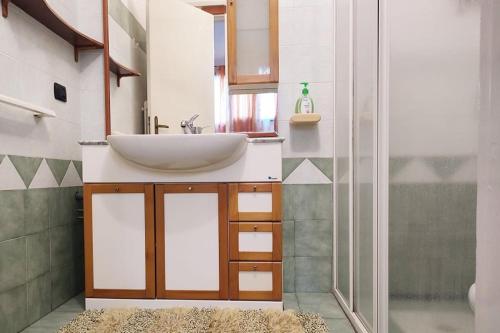 a bathroom with a white sink and a shower at Le Muse in Sogliano Cavour