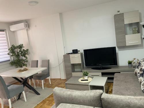 a living room with a couch and a tv at Cista DESETKA 2 in Požarevac