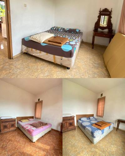 two pictures of two beds in a room at Mukidi in Brujul