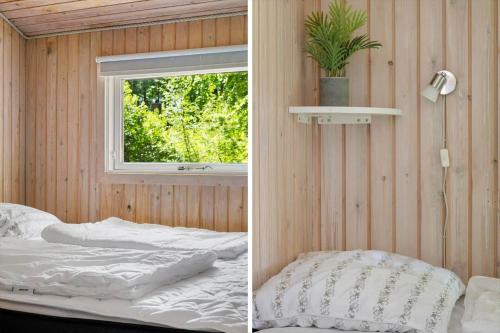 two pictures of a bedroom with a bed and a window at 0651-Toftlund-Skikkild-bjerge-20 in Toftlund