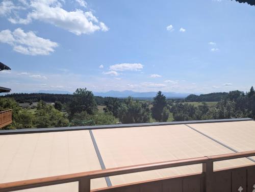 a view from the roof of a house at Pension Seestüberl Doppelzimmer mit Balkon in Haigermoos