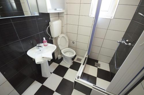 a small bathroom with a toilet and a sink at Apartments Dakovic in Kotor