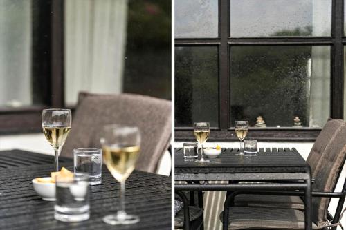 two pictures of glasses of wine on a table at 530-Lemvig-Lokkevej-59-D in Lemvig