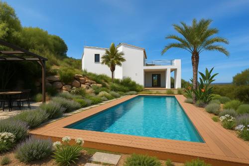 Bazén v ubytování Villa architecte vue mer nebo v jeho okolí